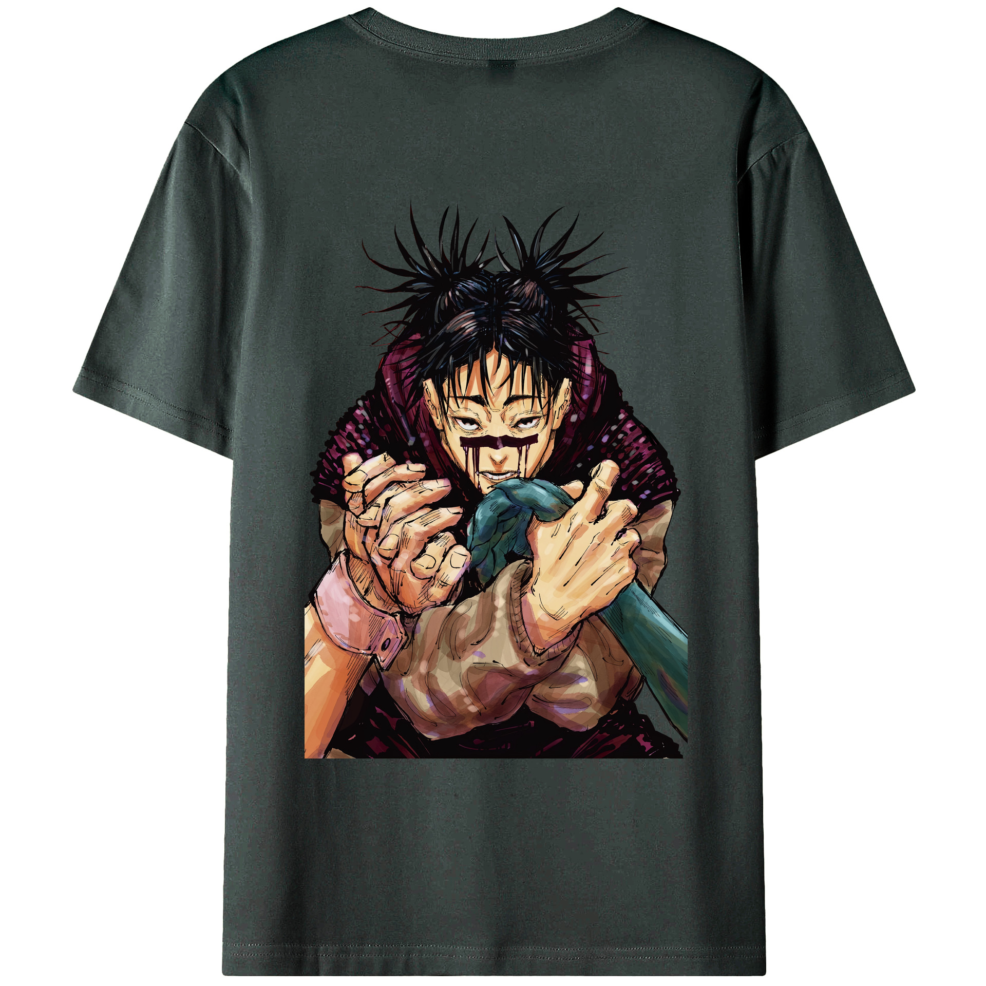 （画像用） 呪術廻戦 Jujutsu Kaisen 綿100％ メンズ半袖Tシャツ（バックプリント） 通気性